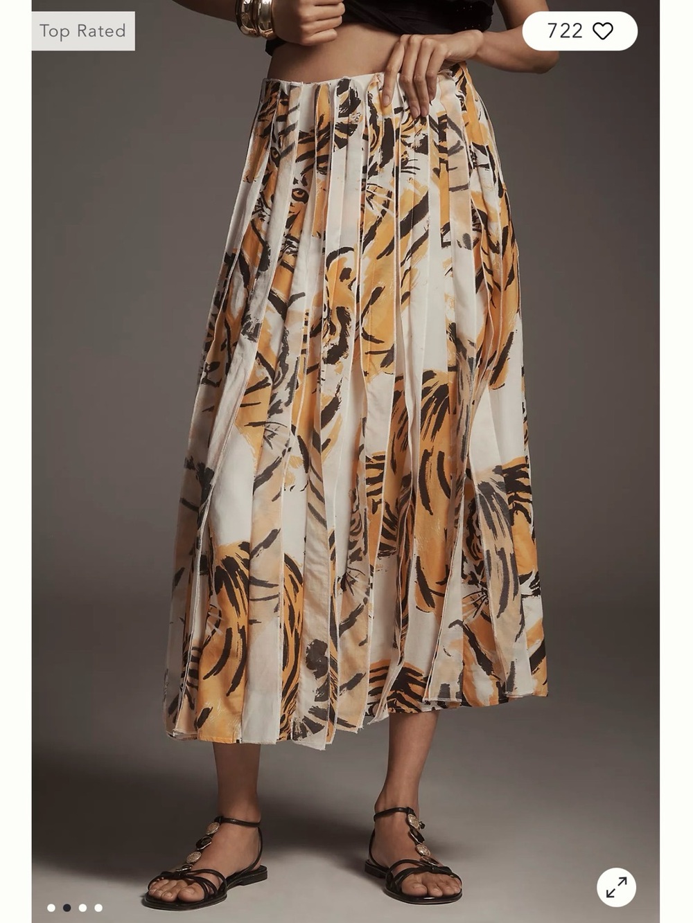 Anthropologie Maeve Graphic Tiger Piped Midi Skirt size XL NWT